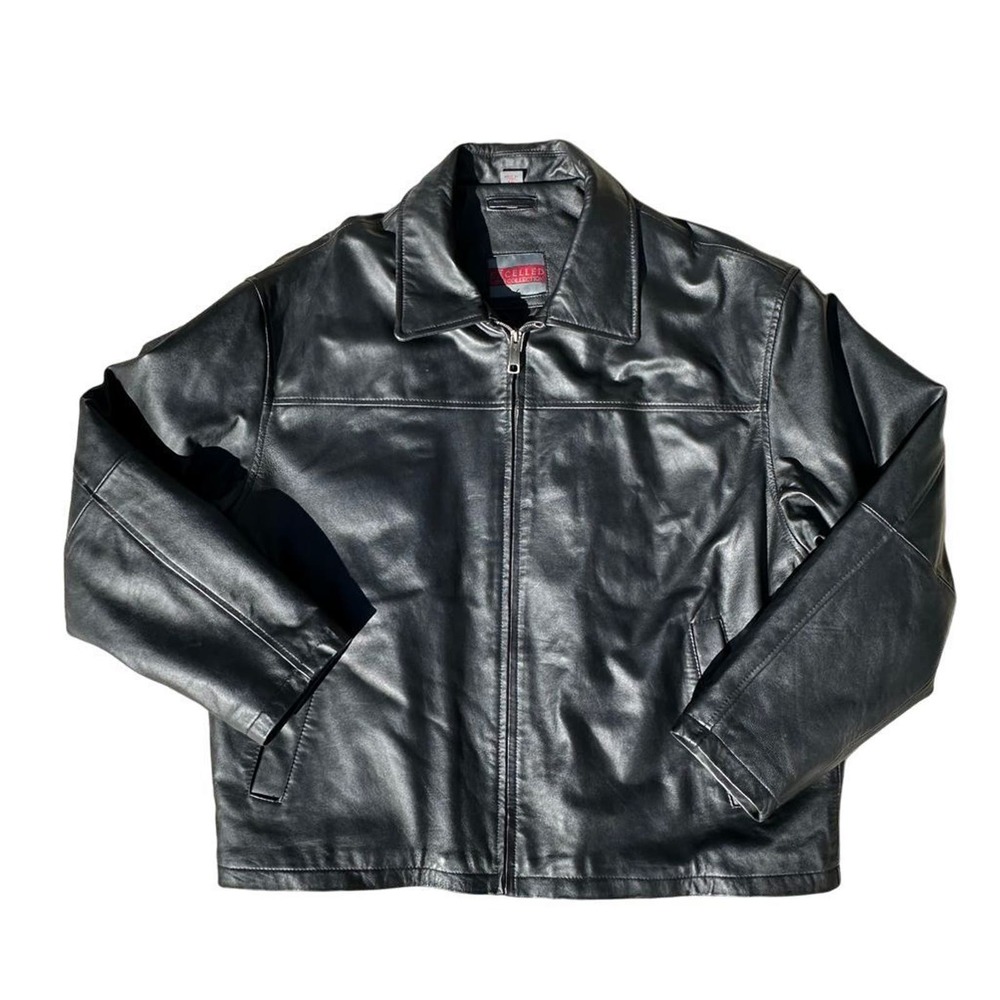 Excelled Collection Men's Black Authentic Leather Jacket Polyester Lined…